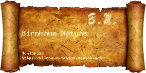 Birnbaum Mátyás névjegykártya