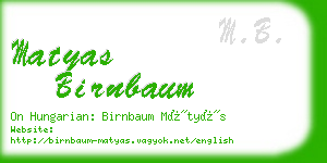 matyas birnbaum business card